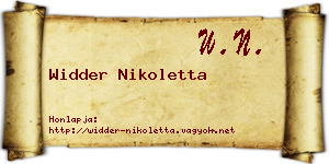 Widder Nikoletta névjegykártya